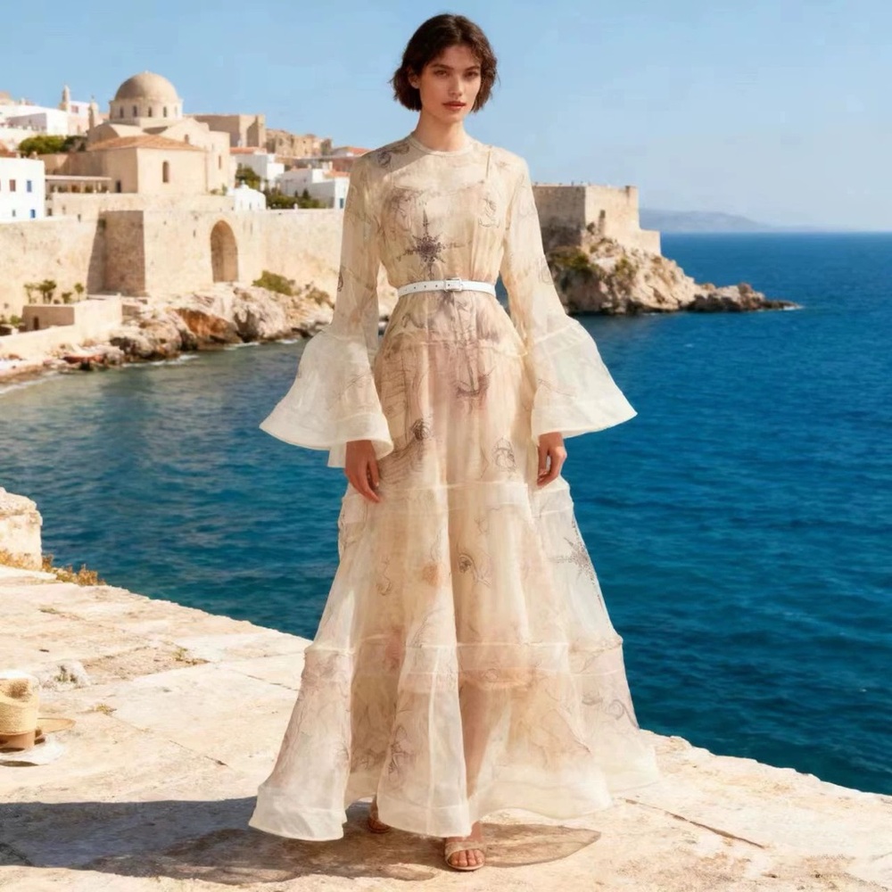 Designer-style Rebellion Lantern Gown Sheer in Blush